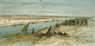 The Suez Canal, from a Souvenir Album Commemorating the Voyage of Empress Eugenie by Edouard Riou